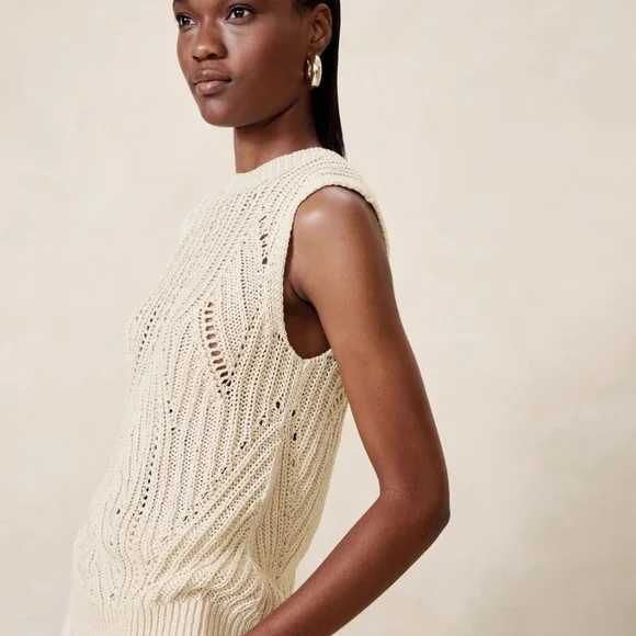 *LOT OF 2* KNITTED VEST BANANA REPUBLIC JANETTE COTTON SWEATER TANK sz s - Picture 1 of 15